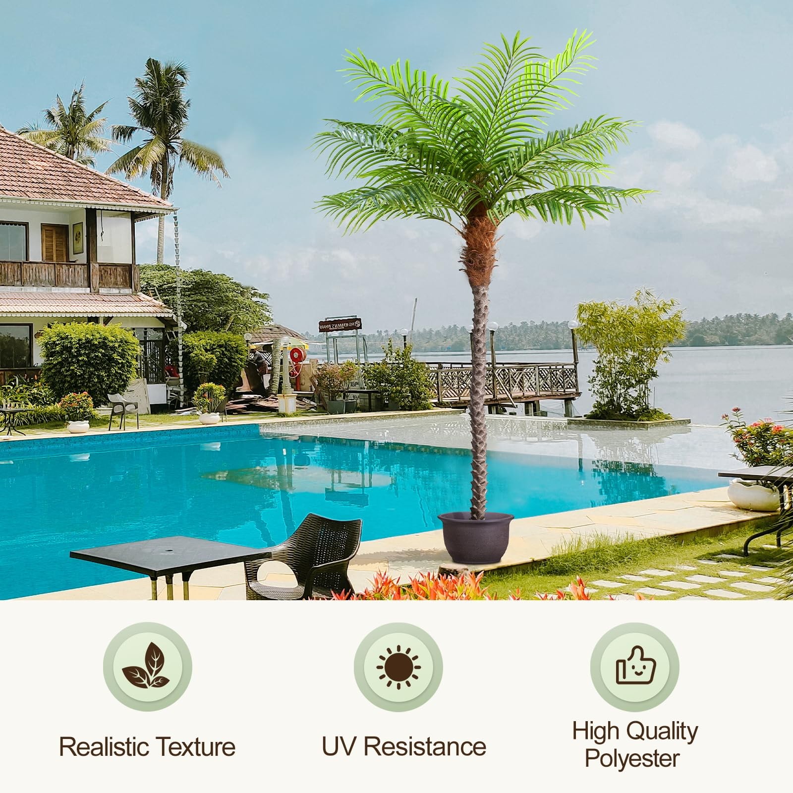 8.5ft Tall Artificial Phoenix Palm Tree for Outdoors Indoor Decor, Large Faux…
