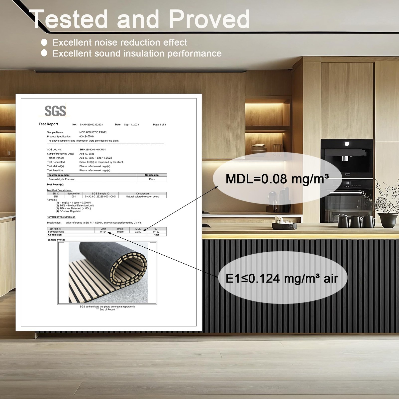 94.5 x 23.6 in Acoustic Wood Wall Panels,3D x inches, Dark Gray