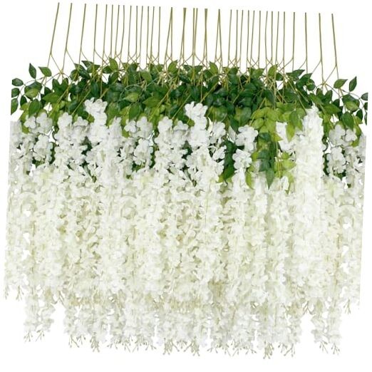 36Pcs Artificial Wisteria Flowers 3.6 Feet/Piece Dense Artificial 36 PCS White