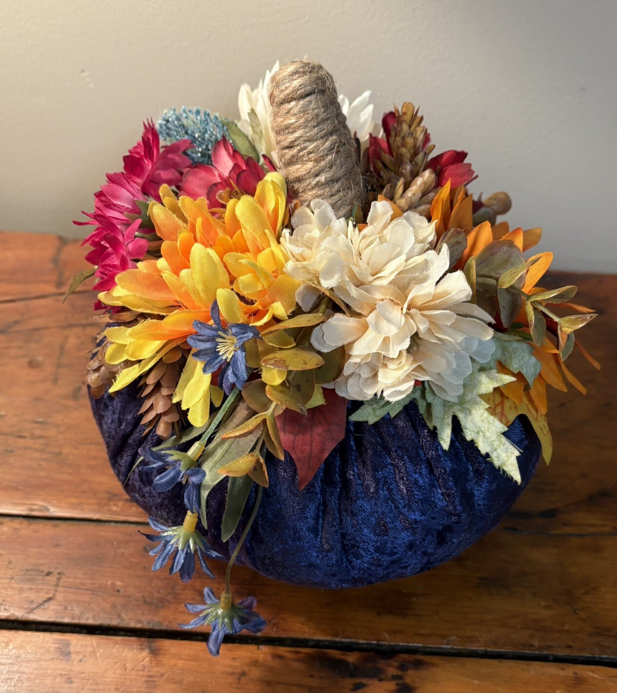Floral Centerpiece Natural And Synthetic Flowers Round Colorful Home Decor
