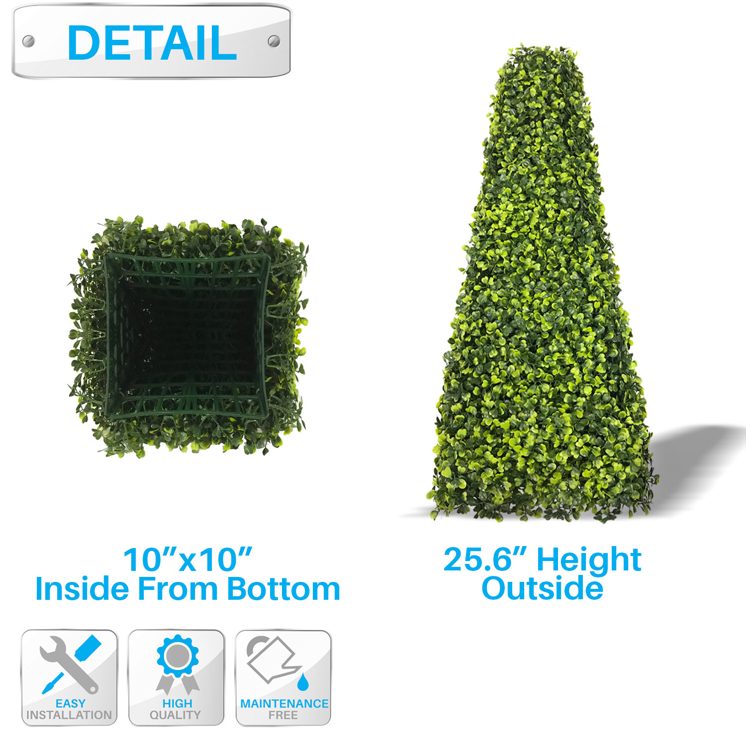 25.6” Artificial Topiary Tree Faux Boxwood Tower Home Garden In/Outdoor Decor