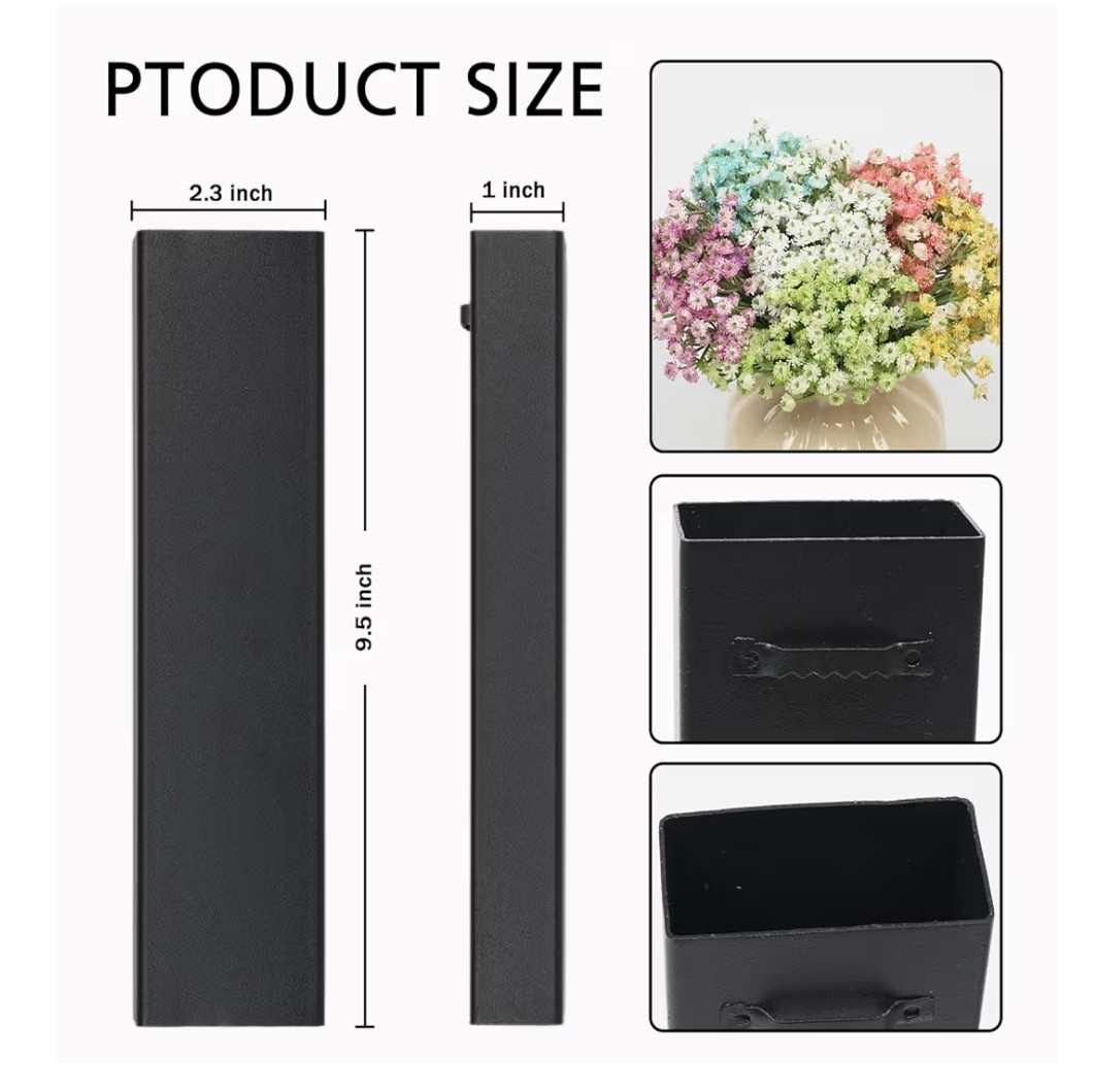 Wall Decor Babys Breath Metal Planter Vase – Blue/Black 4 Pack