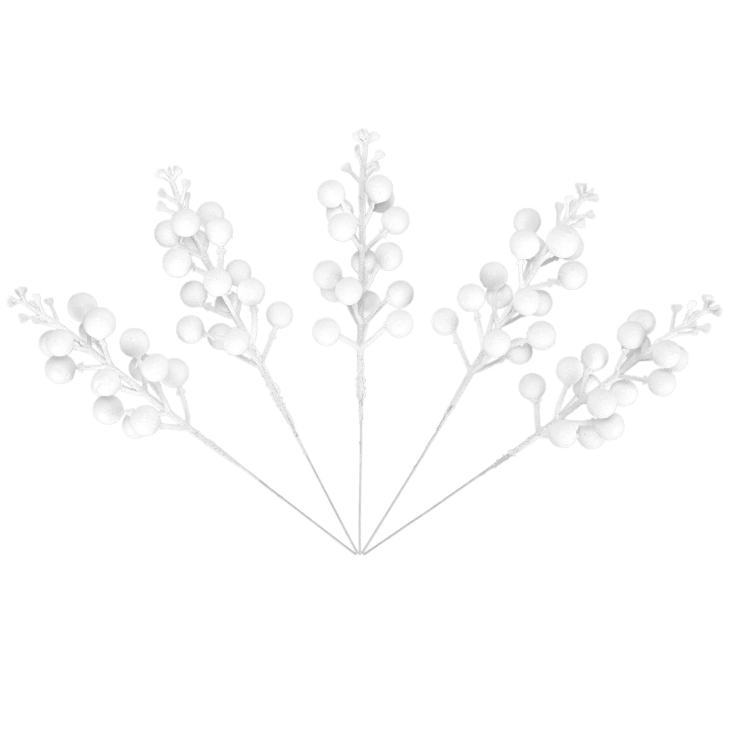 Artificial White Berry Stems, 24 Pack 8.7″ Christmas Glitter Berries Stems Ar…