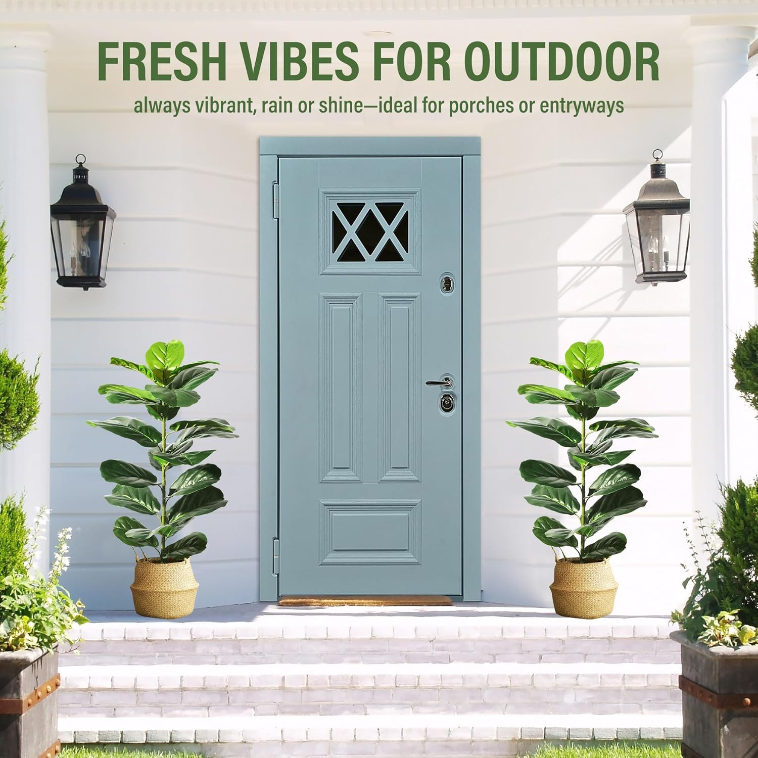 30″ Artificial Fiddle Leaf Fig Tree – 2 Pack Faux Plants with Pots for Decor