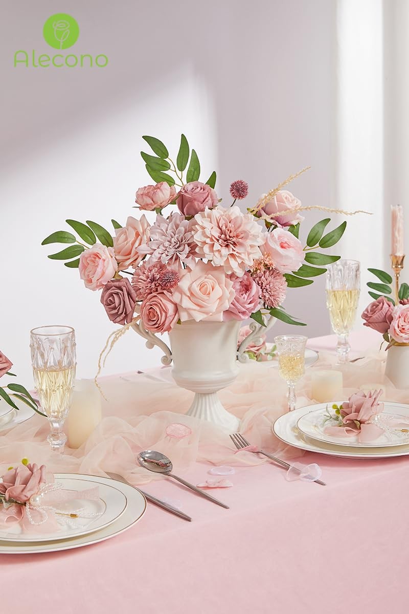 Dusty Pink Silk Artificial Fake Flower DIY Bridal Wedding Bouquet Decor