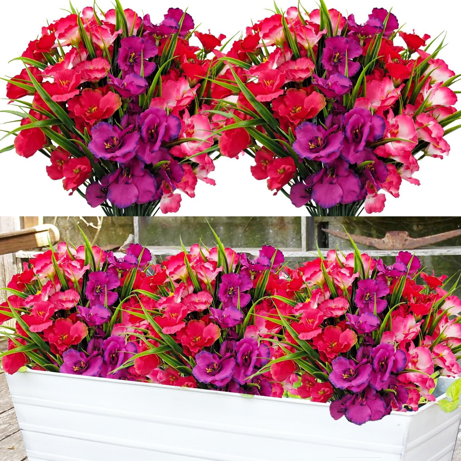 8 Bundles Artificial Hibiscus Flowers Outdoor Faux UV Resistant Fake Silk Plants