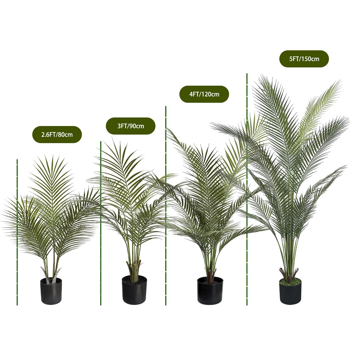 2Pack Artificial Areca Palm Tree, Faux Tropical Palm Plant Living Office Decor