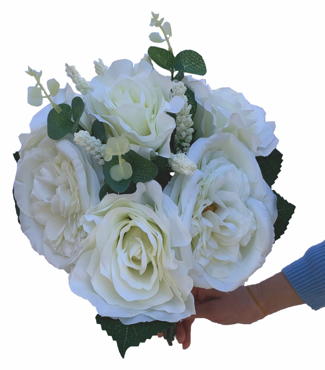 14″H Rose & Peony Assorted Bouquet for Wedding Party & Home (Vase not included)