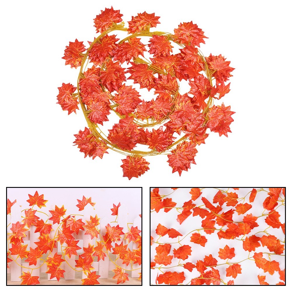 12 Strands Autumn Garland 2 4 M Long Leaf Decor for Door Frames and Railings