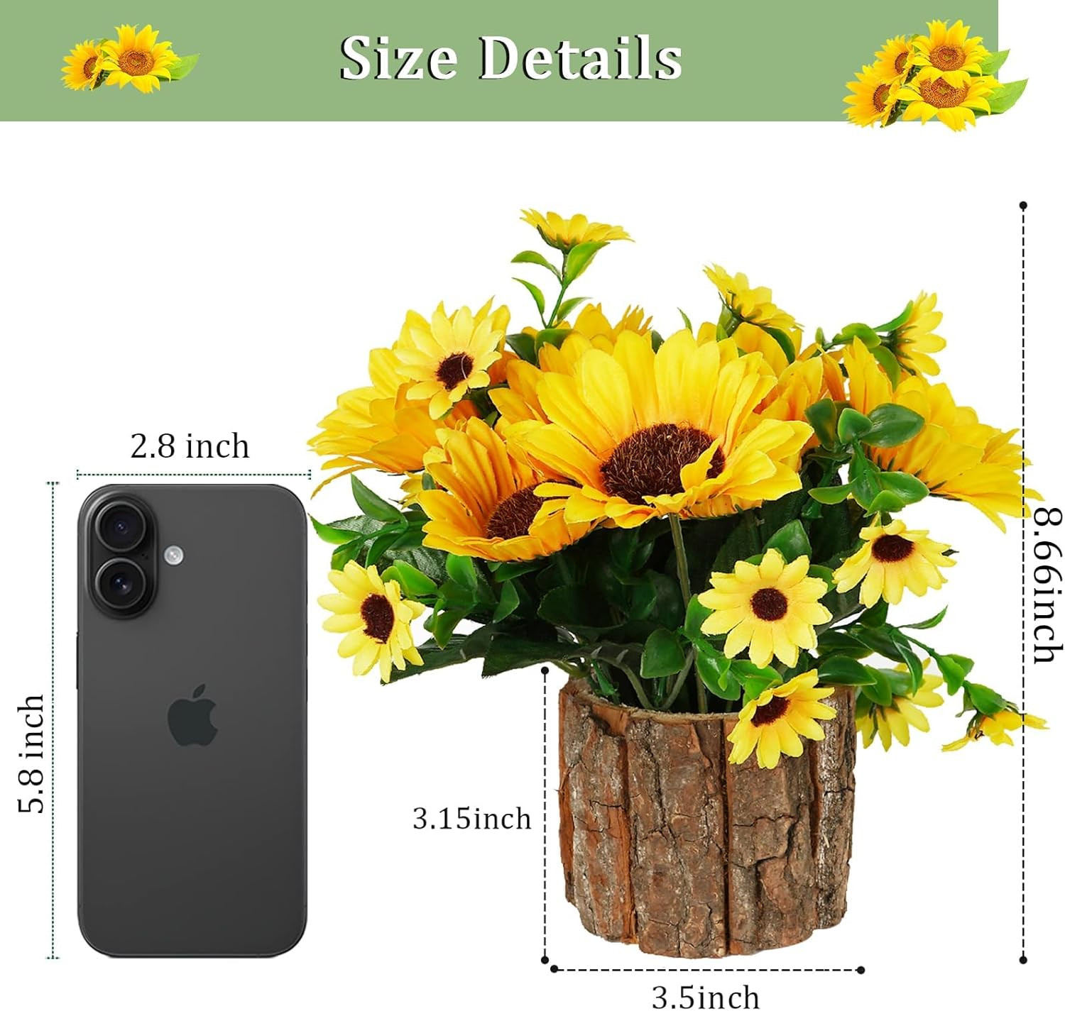 Artificial Flowers Fake Silk Sunflower Flower in Planters Flower Vase Small Rust