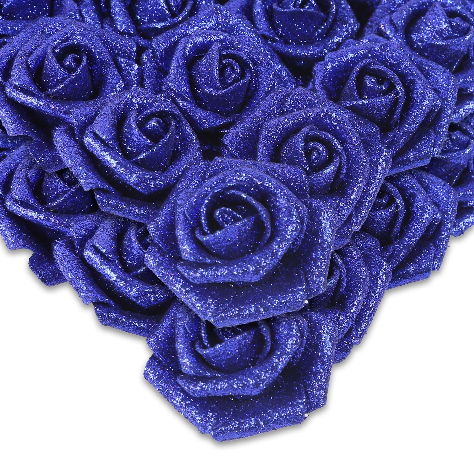Foam Roses,50pcs Royal Blue Glitter Roses Glitter Flowers Foam Flowers with S…