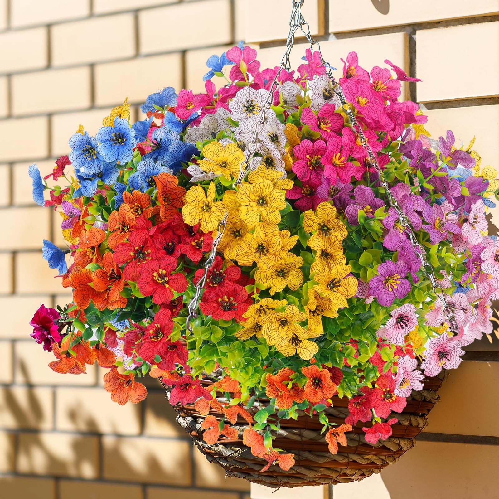 Fake Flowers 16 Bundles Artificial Fake Plants Flowers UV Resistant Realistic…