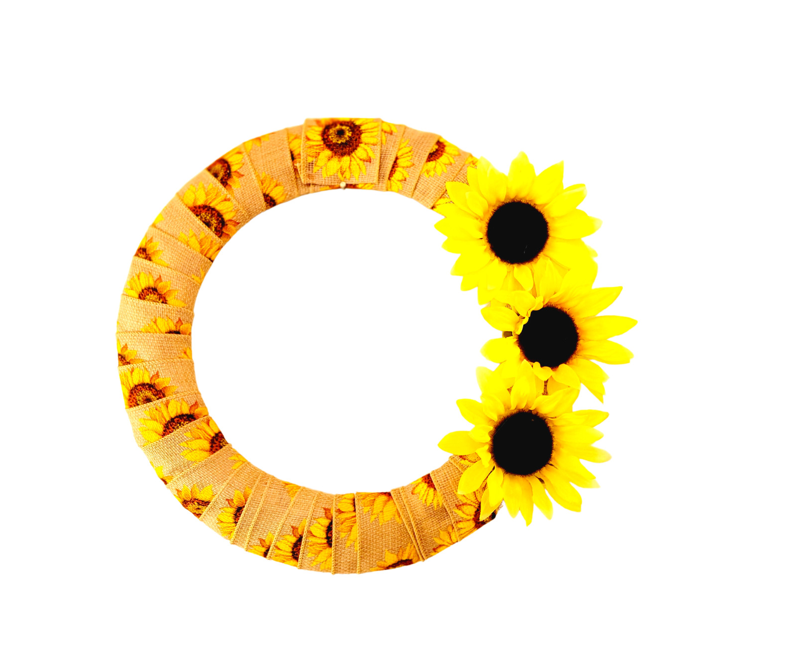 Yellow Sunflower Burlap Wrap Wreath, Sunflower Home Décor