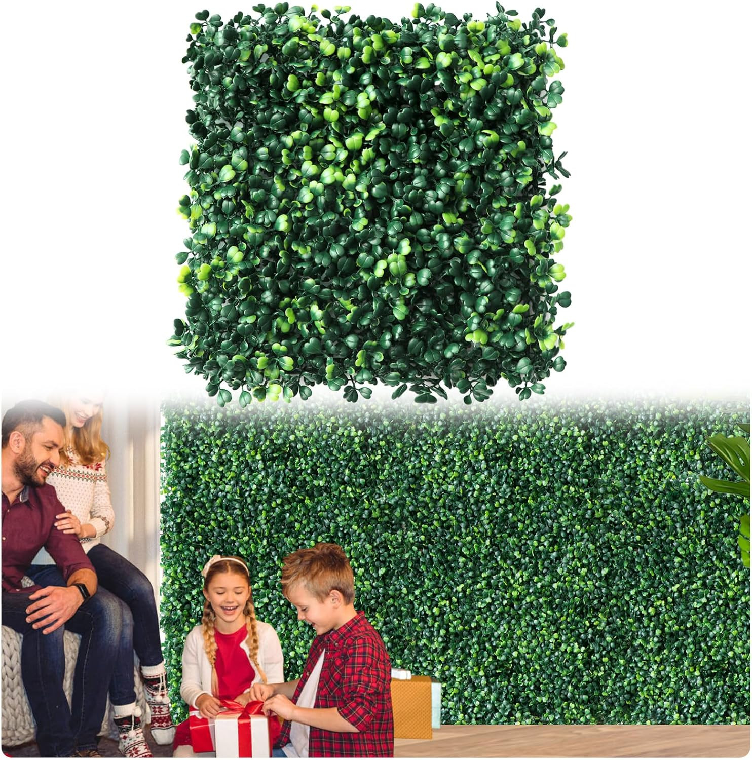 12Pcs 10″X10″ Grass Wall Panels Backdrop, Artificial Boxwood Hedge Wall for Indo