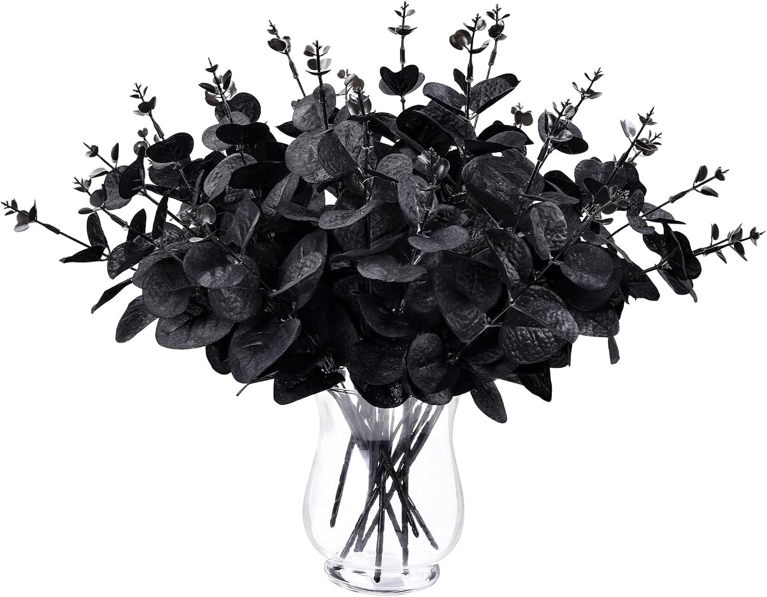18Pcs Black Artificial Flowers 2 Styles Black Eucalyptus Stems for Table Centerp