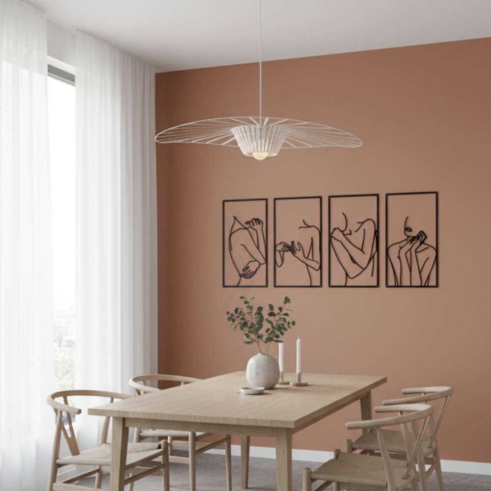 4Pcs Minimalist Black Line Woman Metal Wall Art Waterproof Rustproof Home Decor