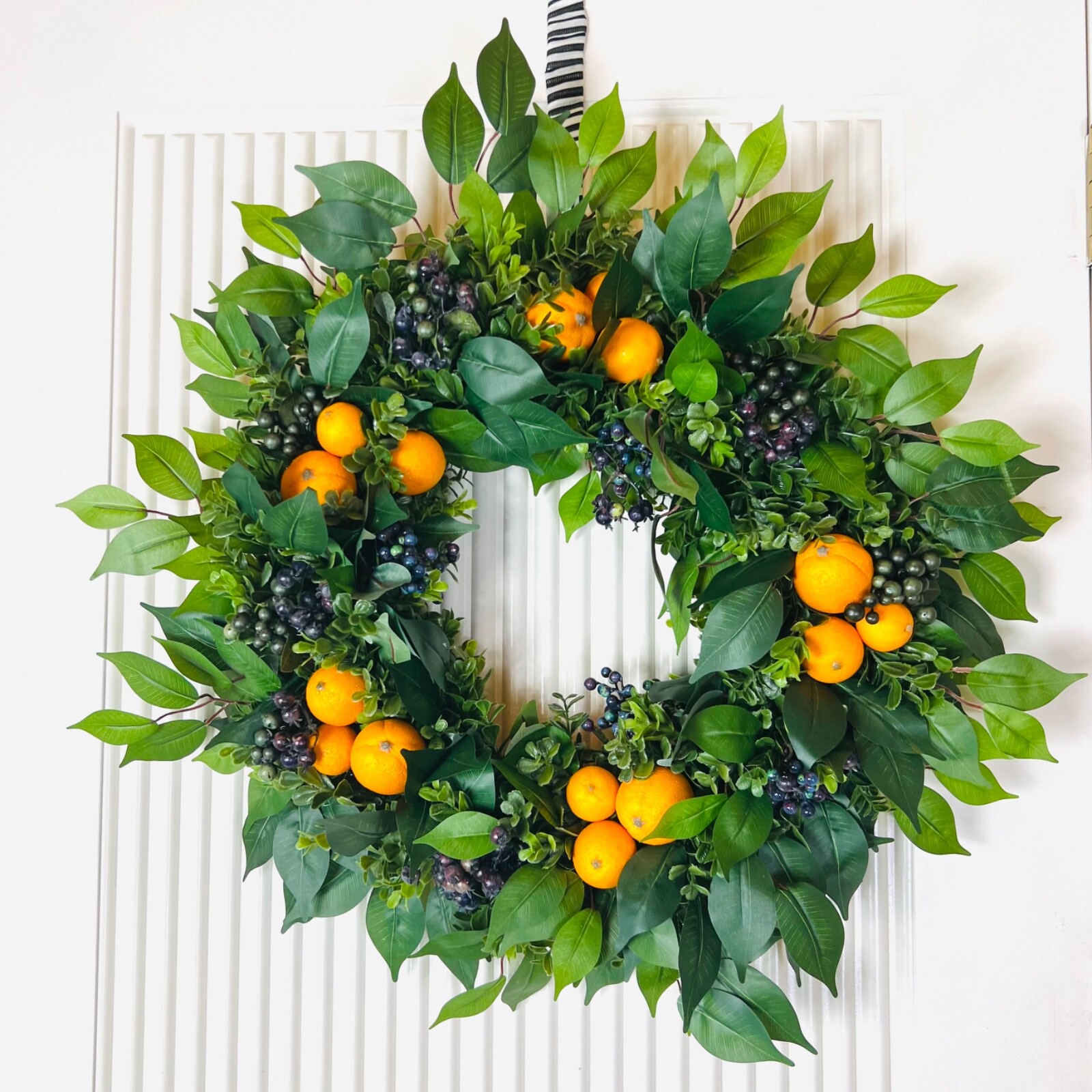 Everyday Wreath Front Door – Citrus Fruit and Blueberries Farmhouse Decor