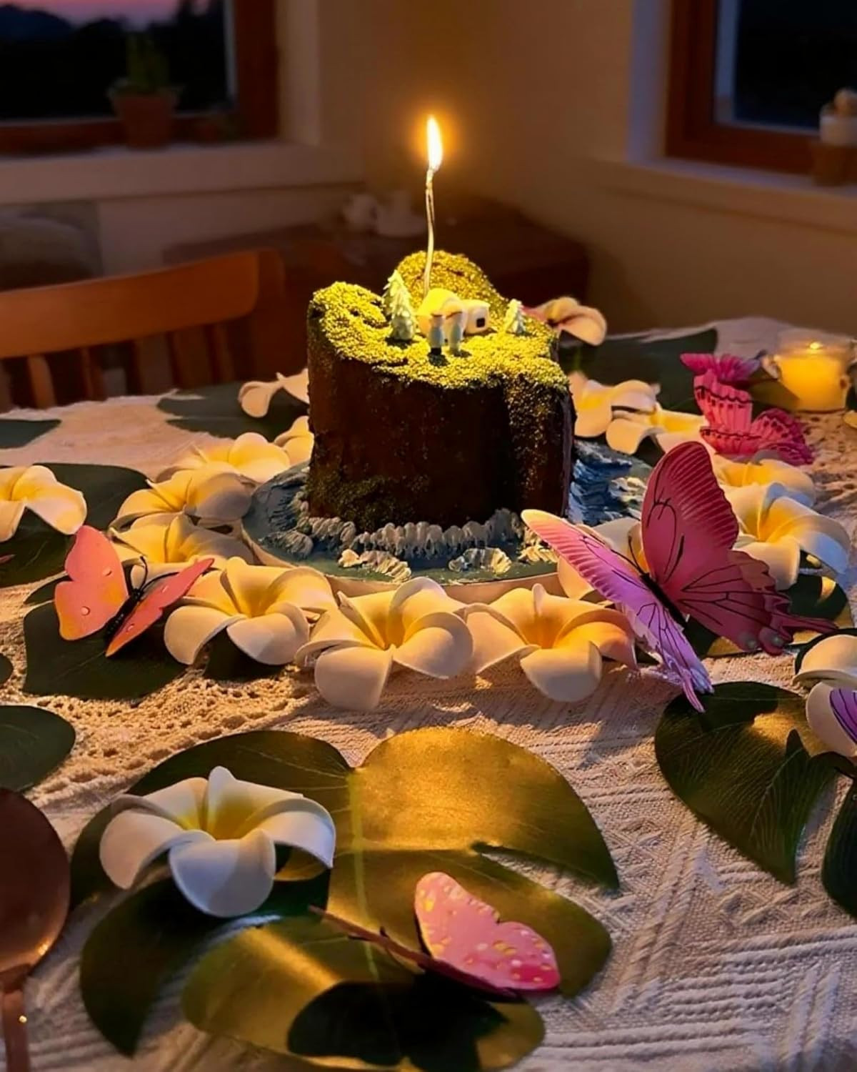 72Pcs Hawaiian Party Decor Set (Artificial Plumeria Flowers, Monstera Leaves, Bu