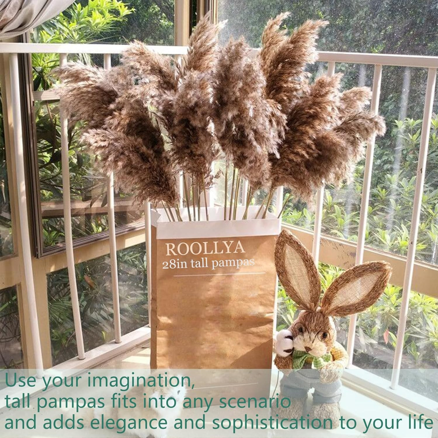 20 Stems 28″ Large Brown Pampas Grass – Natural Fluffy Pompas Grass Bulk for Flo