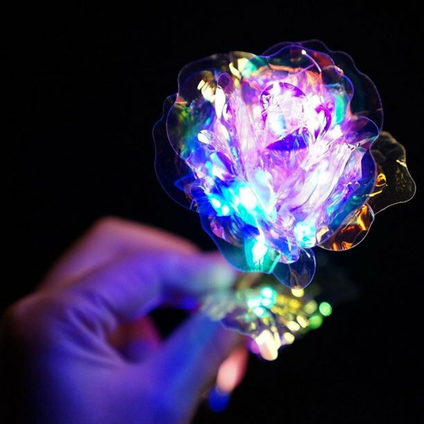 Eternal Rose Flower 24 K Gold Plated Enchanted Galaxy Rose LED Light Rose 4 Pack