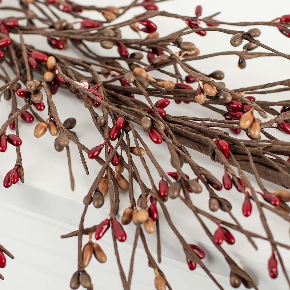 Hand Wrapped Warm “Peacan Pie’ Colored Pip Berries Garland for Decorating
