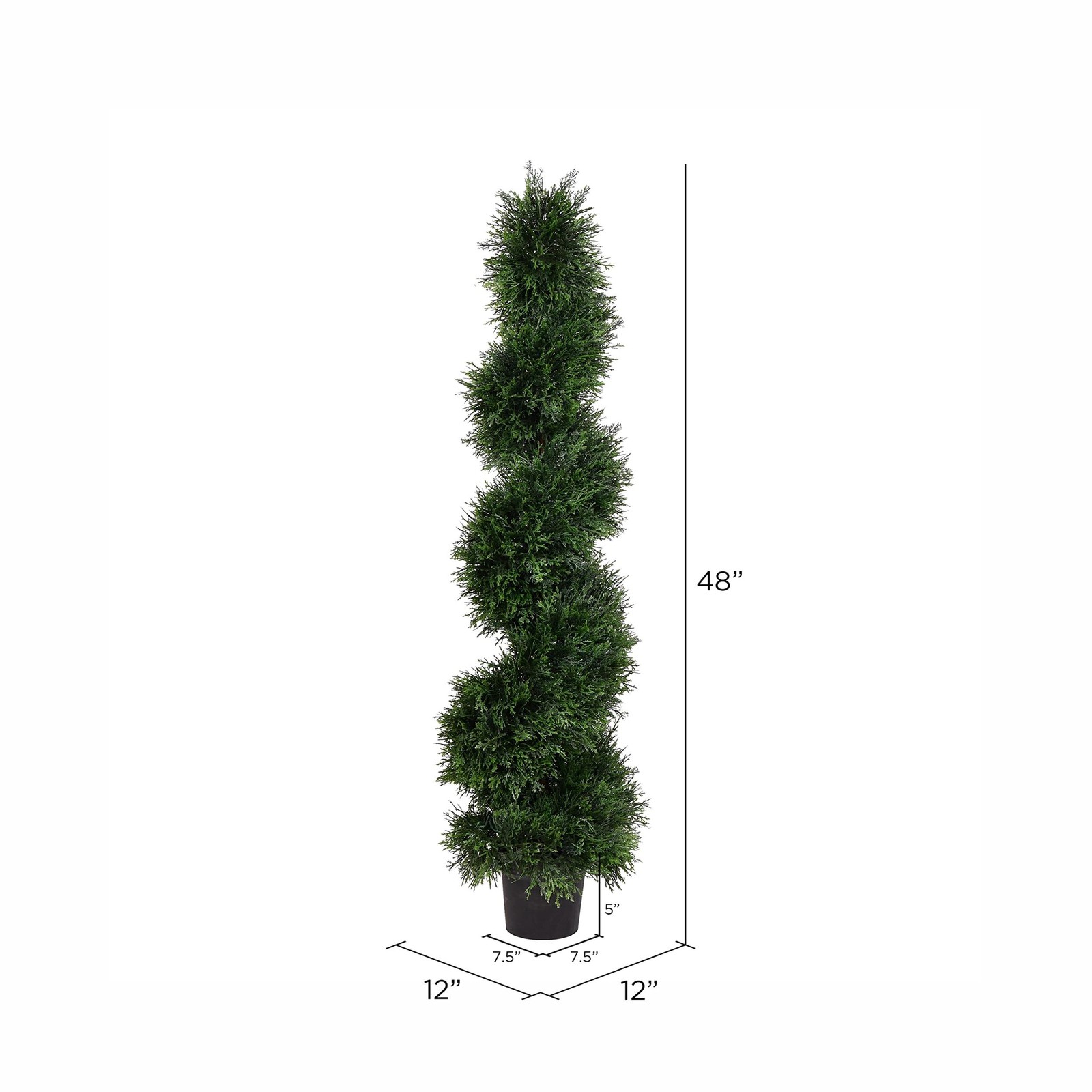 Pemberly Row 4′ Plastic Artificial Potted Cedar Spiral Tree in Green