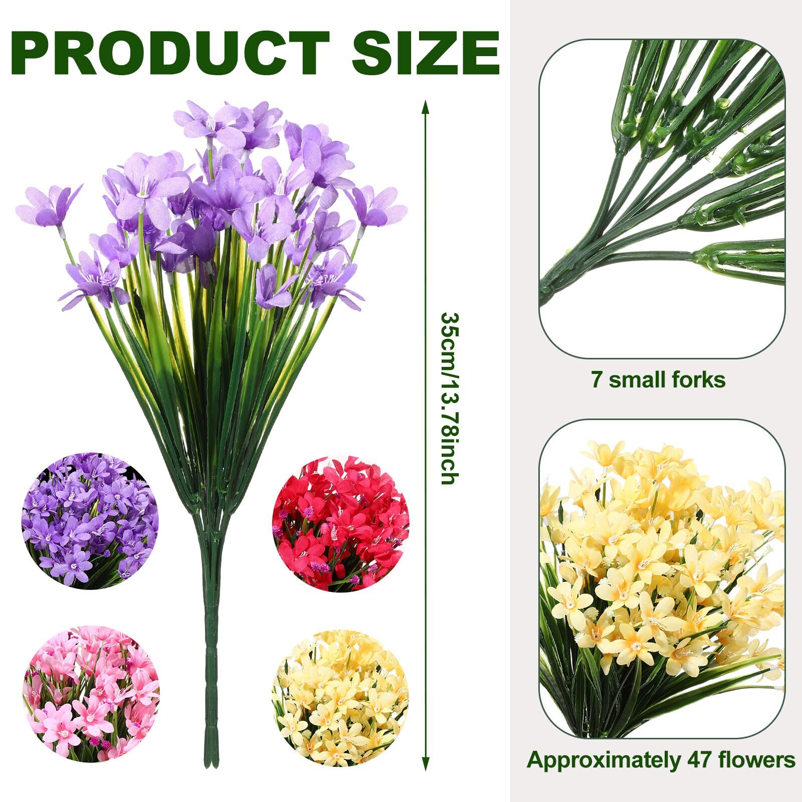 8 Bundles Artificial Flowers Fake Daffodils In/Outdoor UV Resistant Garden Decor