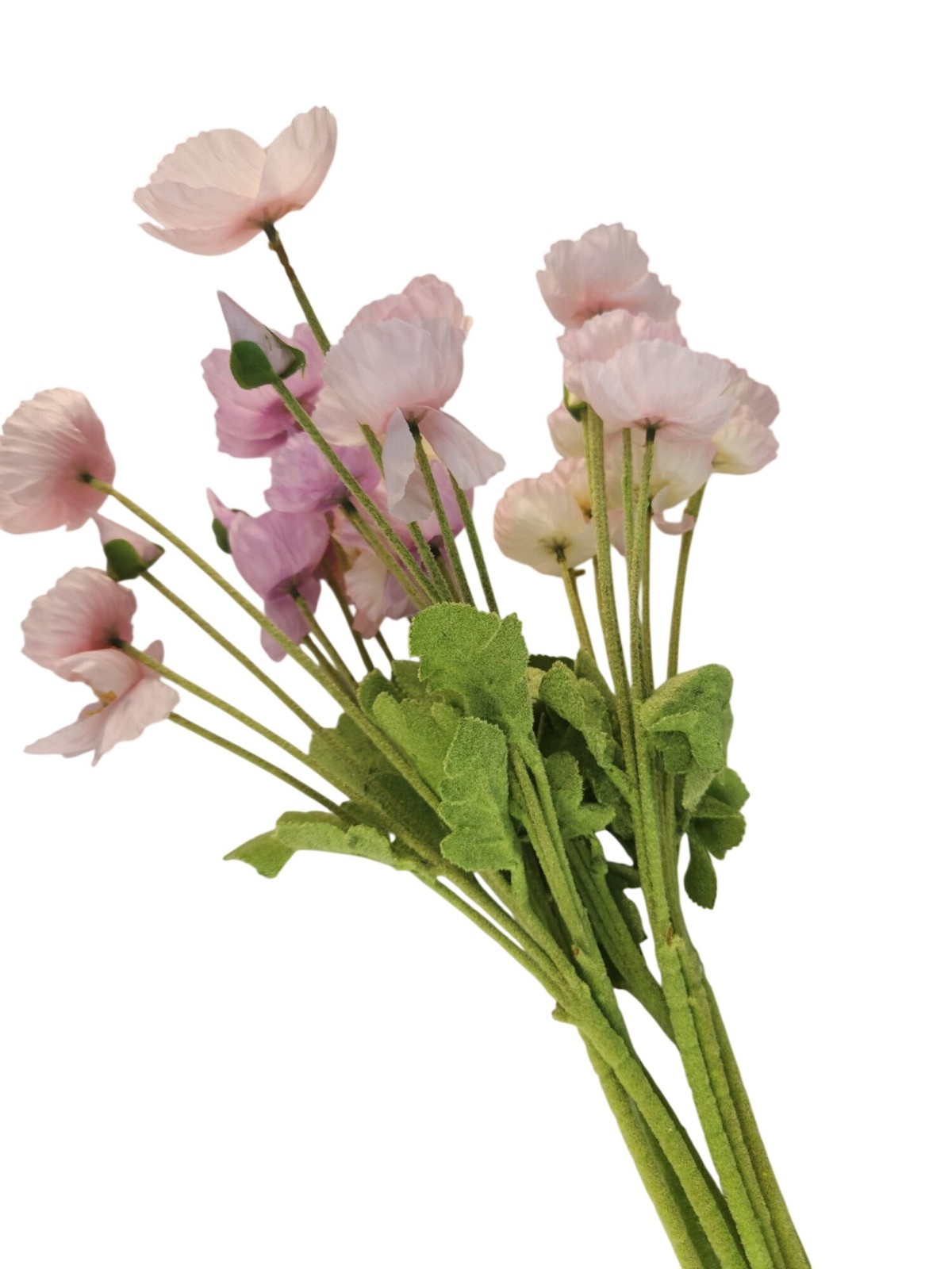 Pink Lavender Artificial Poppy Bouquet 24 Inch Faux Flowers Cottage Home Decor