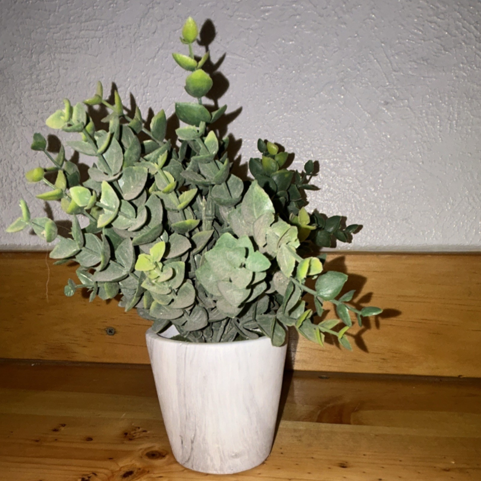 Artificial Eucalyptus Plant in White Ceramic Pot Greenery Arrangement Home Decor