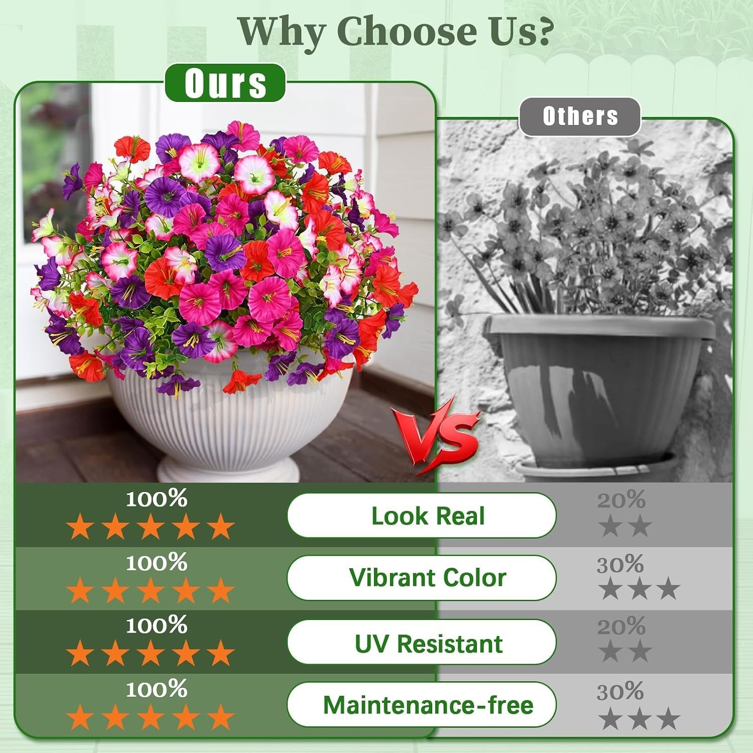 12 Bundles UV Resistant Realistic Silk Petunia Flowers for Outdoor Elegance
