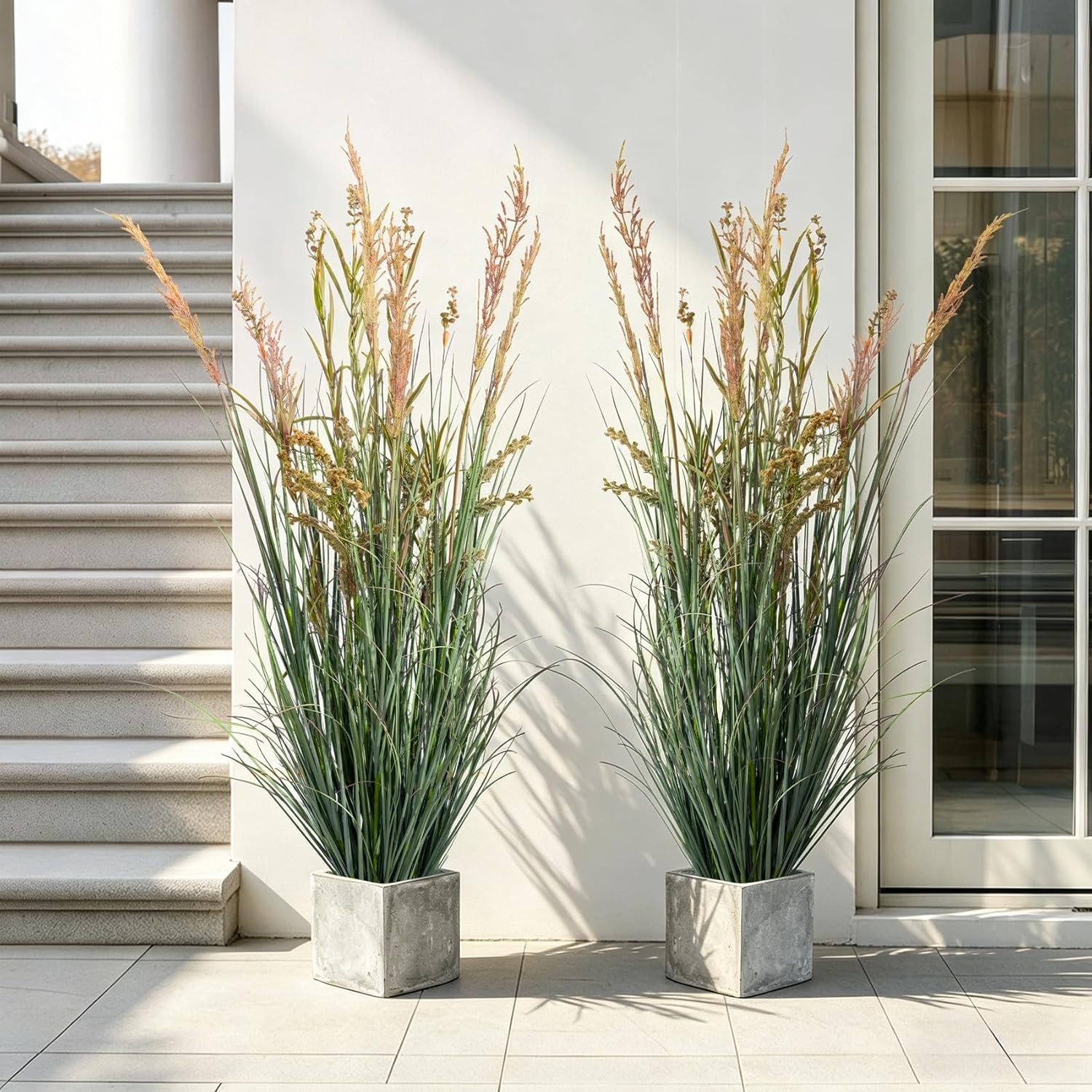 2 Pack Faux Plastic plantas Synthetic Pampas Grass Indoor Outdoor Realistic