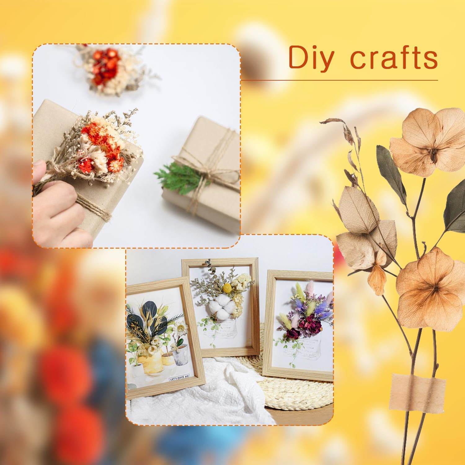 9Pcs Mini Dried Flower Bouquets, Natural Boho Floral Arrangements for DIY Crafts