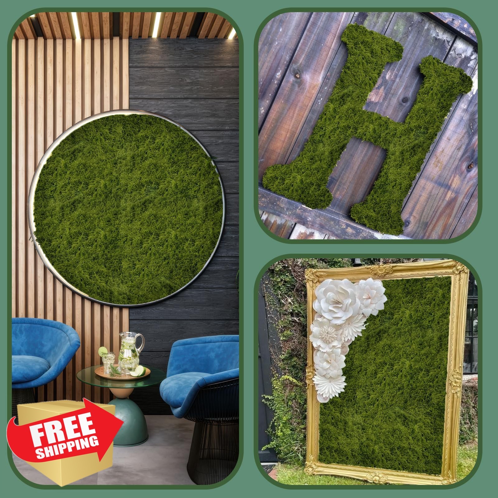 ACRYCS Fake Moss Rug Dark Green 39″ x 79″ Faux Moss for Table Runner Decorati…