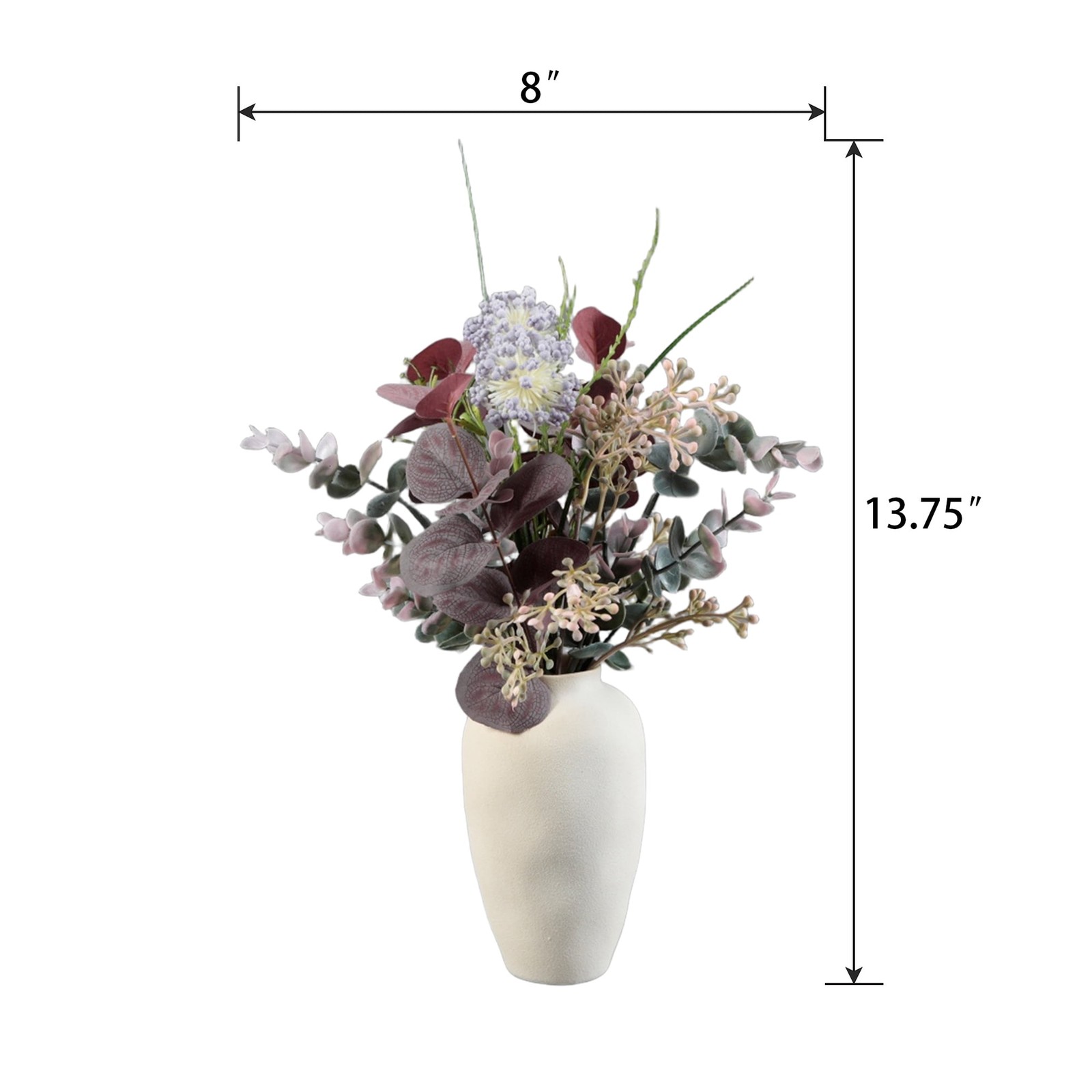 Multicolor Faux Floral Arrangement in Ceramic Vase 13.8 in H x 8 in W x 8 in D