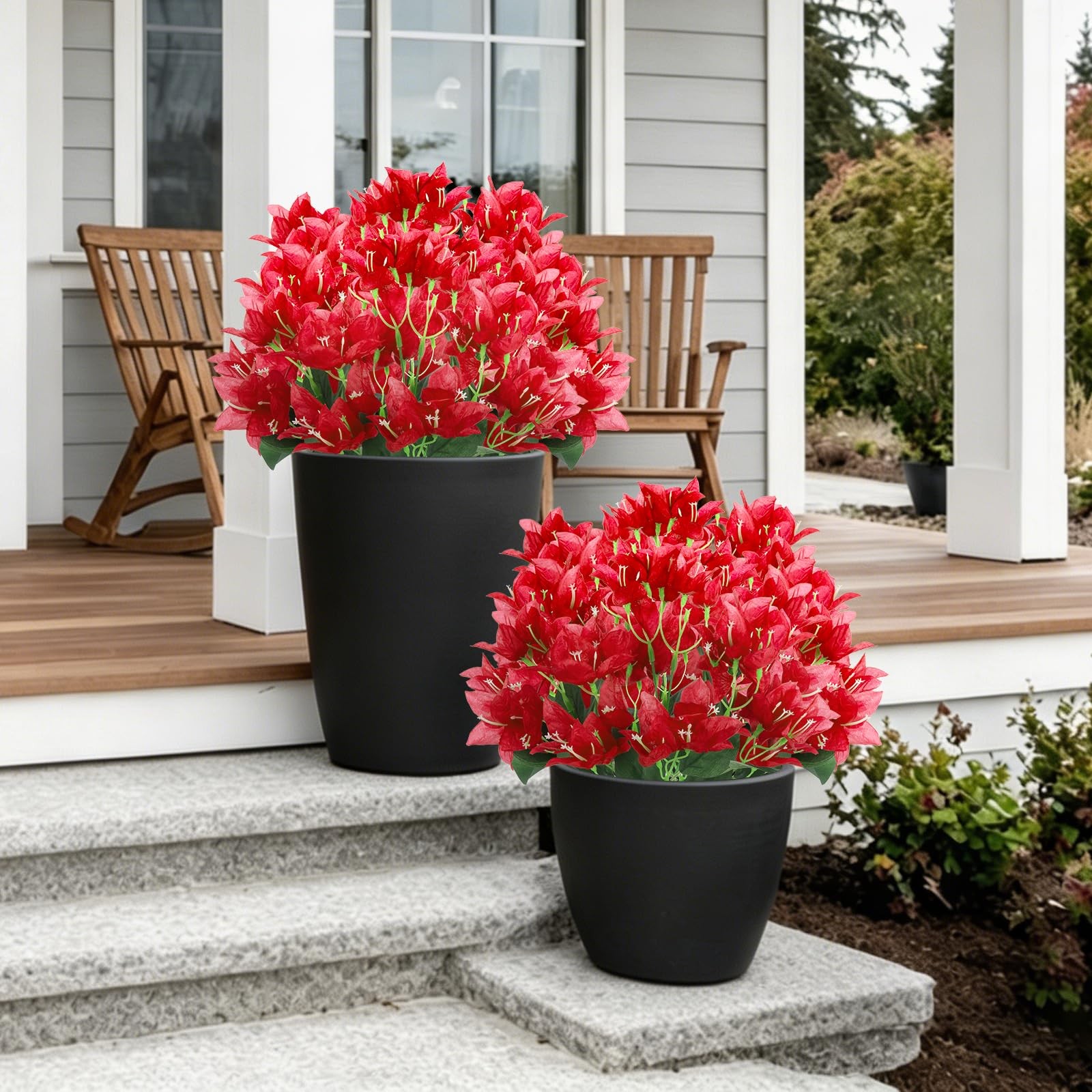 12 PCS Artificial Flowers for Outdoors – Faux Silk Bougainvillea UV Resistant