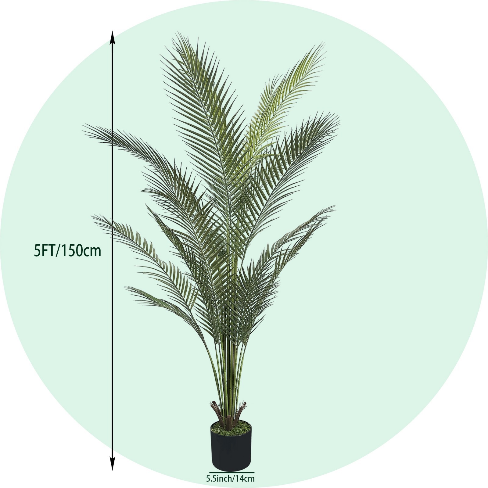 2 Pack 150cm Detachable Artificial Areca Palm Tree, Fake Tropical Indoor Outdoor