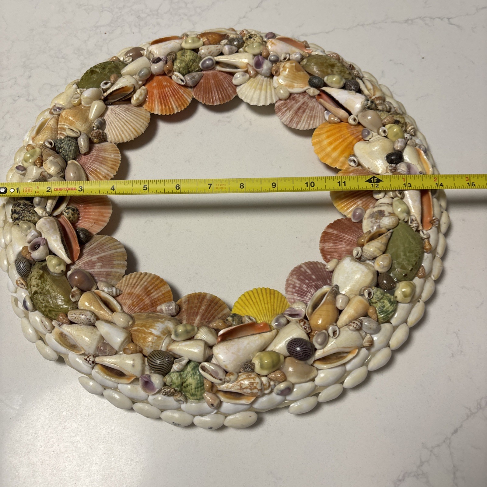 Handcrafted Sea Shell Wreath 14”Beach Seashore Coastal Decor Beautiful Vintage