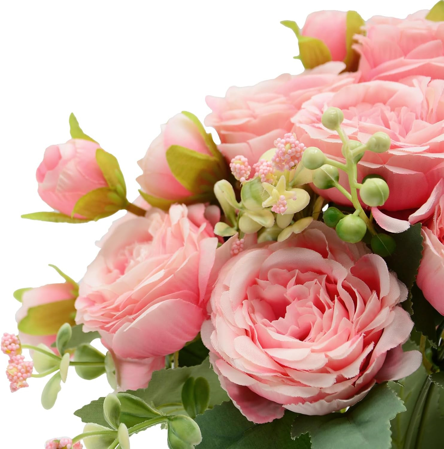 2 Pack Artificial Flowers Bouquet, 10 Pcs Austin Roses Silk Flowers Heads, Fake