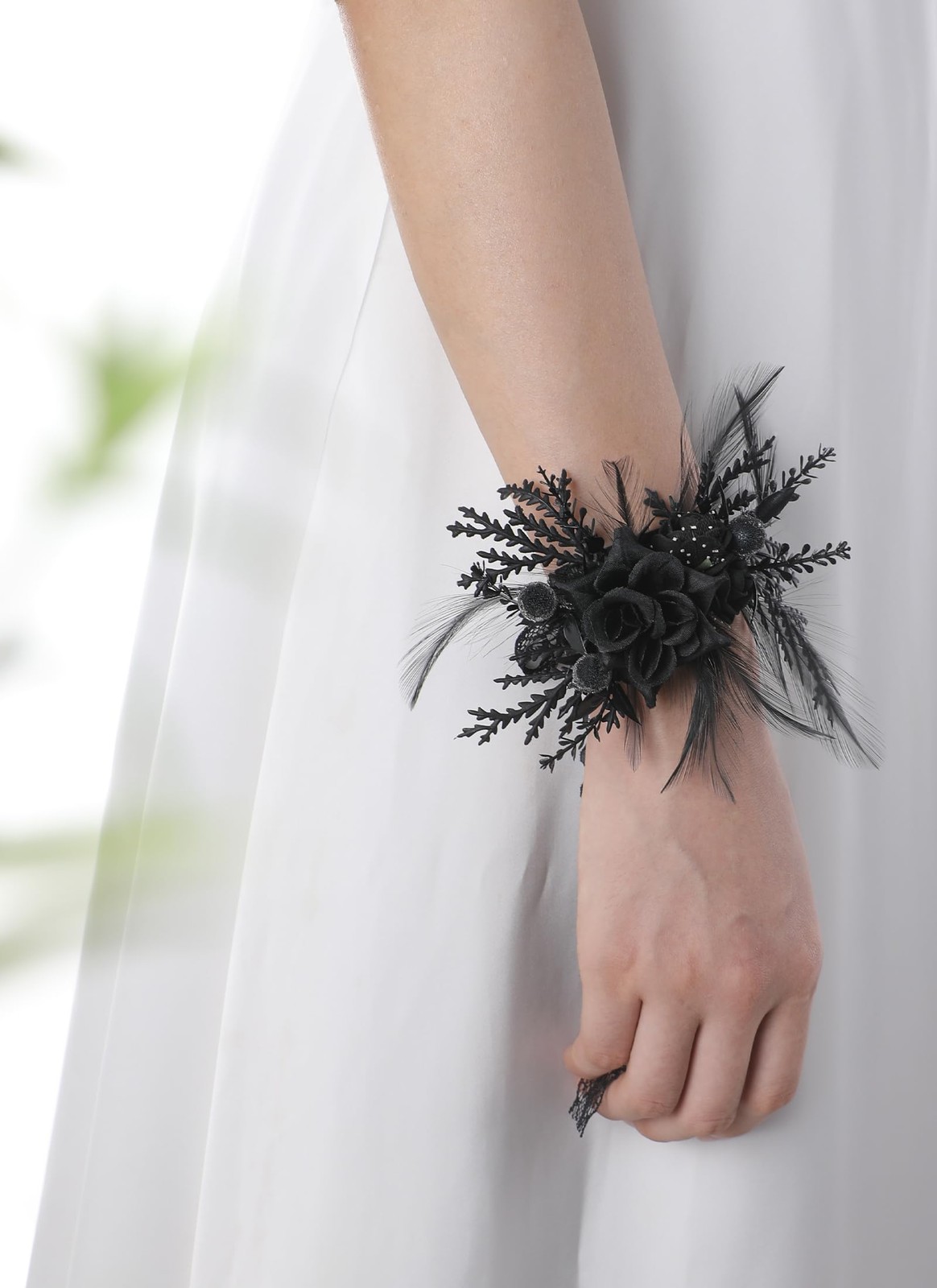 Black Gothic Wedding Corsage Boutonniere Dark Rose Boutonniere Wrist Corsage…