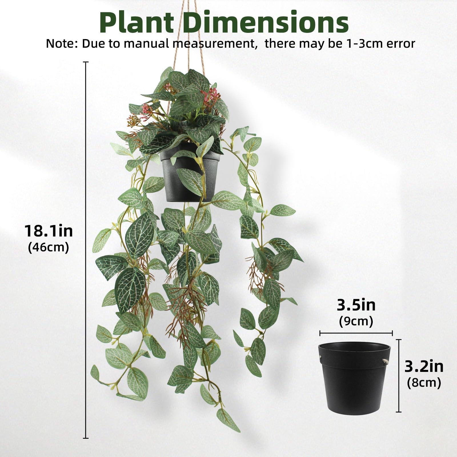 Artificial Hanging Ivy Plants Realistic 3D Watermelon Texture with Flower Bud…