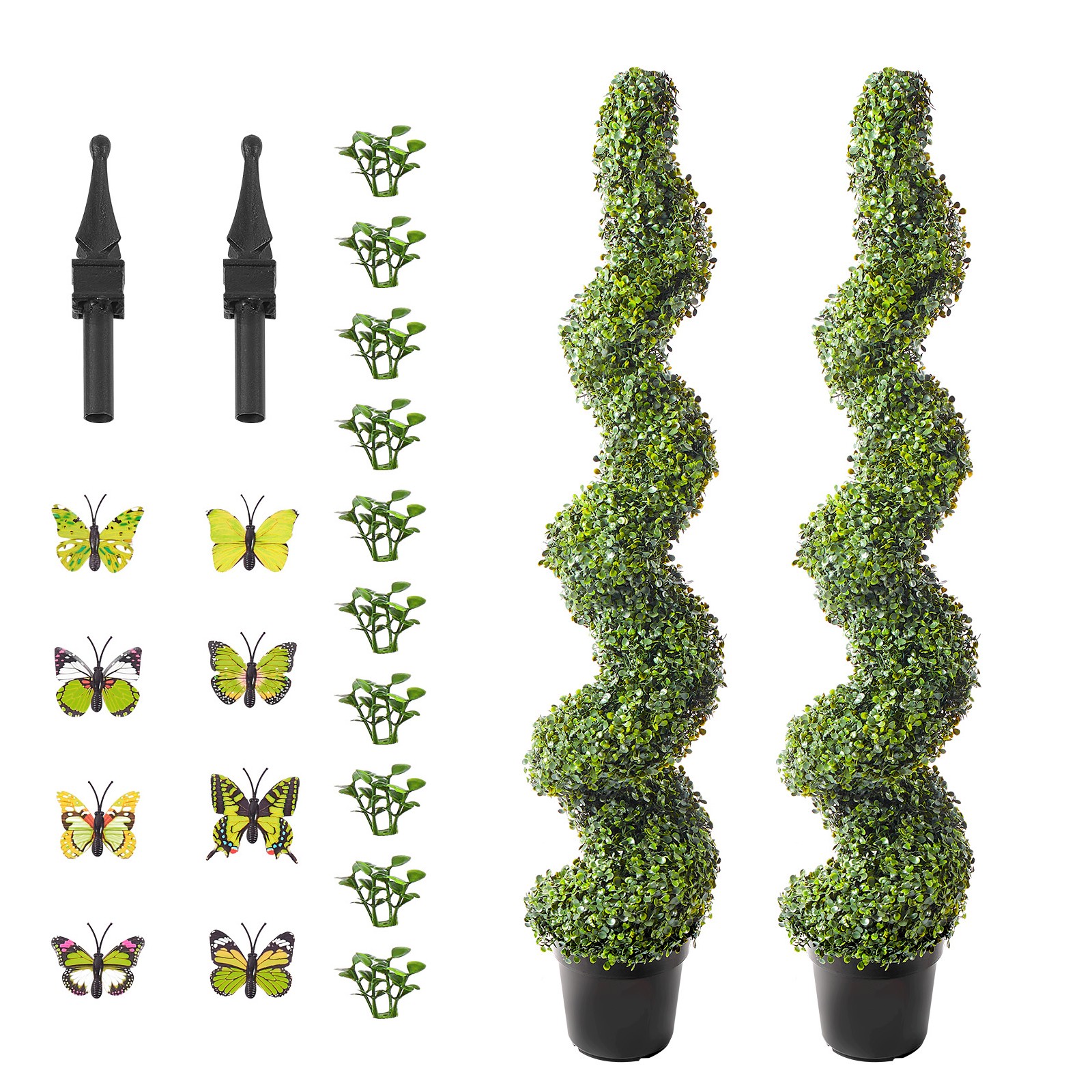Uimoso 2 Pack 5′ Artificial Boxwood Topiary Tree Faux Plant UV Decor In/Outdoor