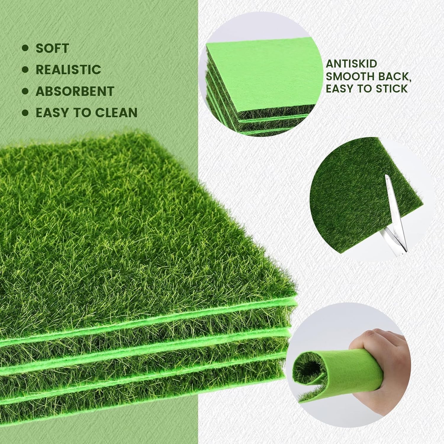 4 Packs Fake Grass Decor for Crafts, 6″ x 6″ Fairy Artificial Moss for Miniat…