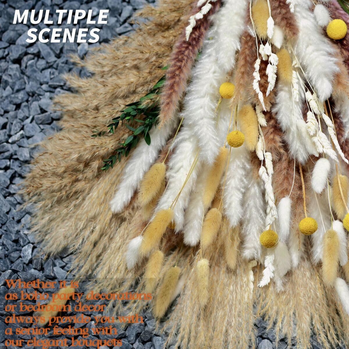 121 Pcs Dried Pampas Grass, Pampas Grass Bouquet for Chic Boho Flowers Décor