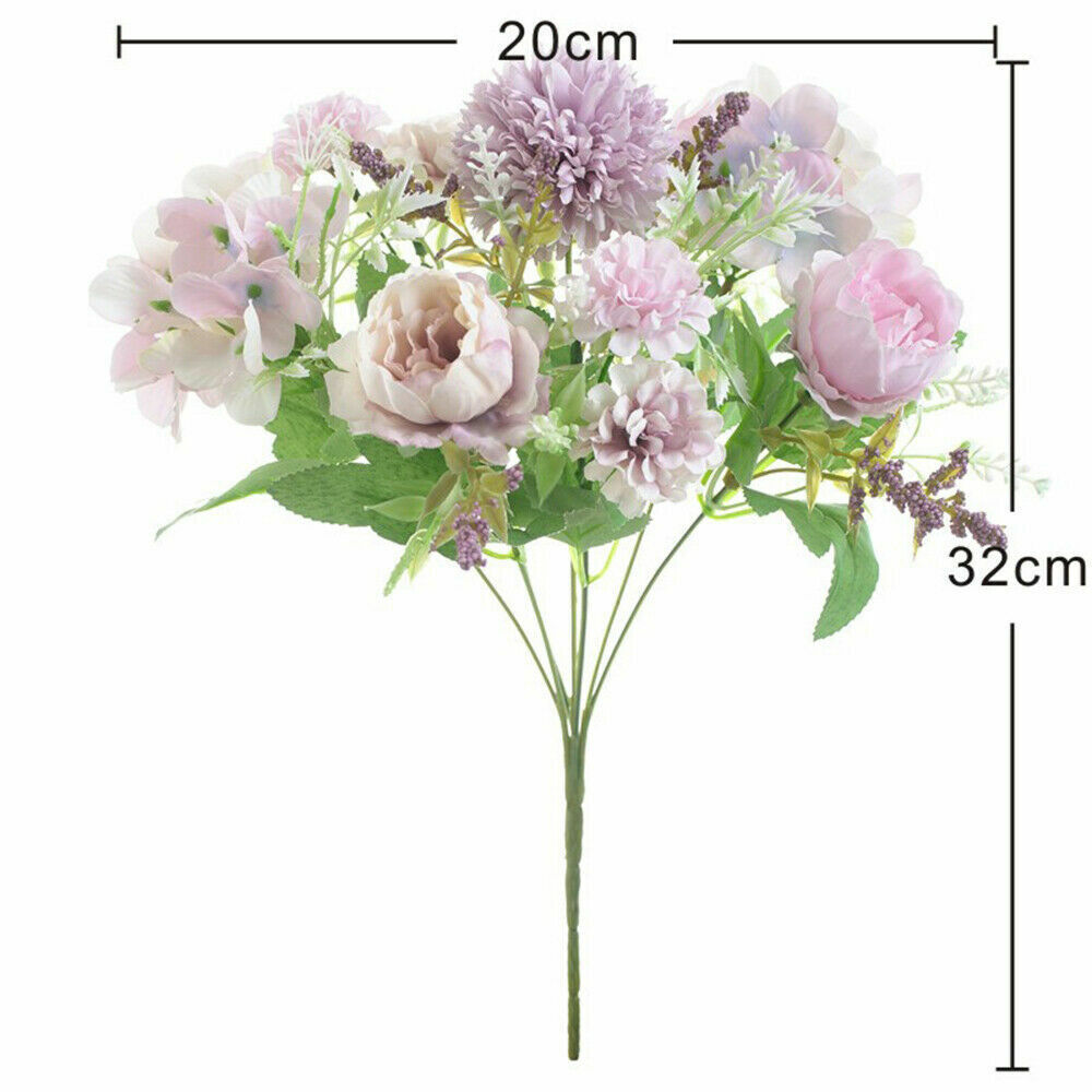 Silk Peony Artificial Fake Flowers Bunch 7Heads Bouquet Floral for Wedding Party