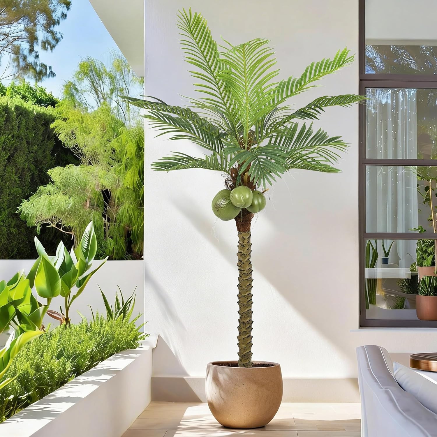 Artificial Phoenix Palm Tree 6.5FT Tall Large Faux Coconut Trees with Realistic