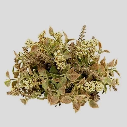 10″ HALF SPHERE FALL AUTUMN HERBS Artificial Greenery~Cream Berries Fern~Plastic