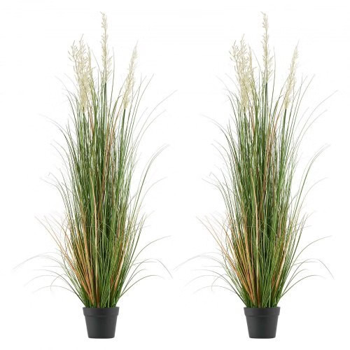 Artificial Grass Plant, 2 Pack 47 inch Reed Flower Grass in Pot, Premium PVC Fau
