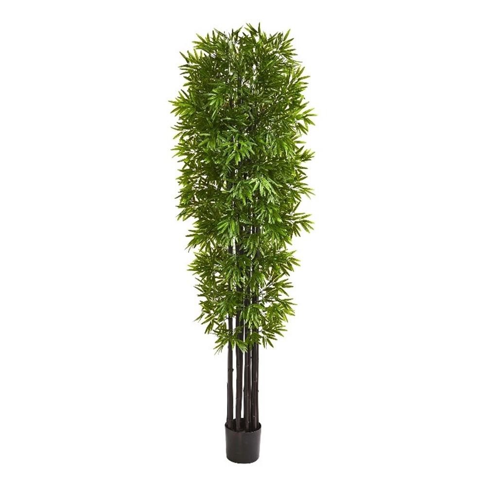 Indoor/Outdoor 84″ Bamboo Artificial Tree with Black Trunks UV Resistant