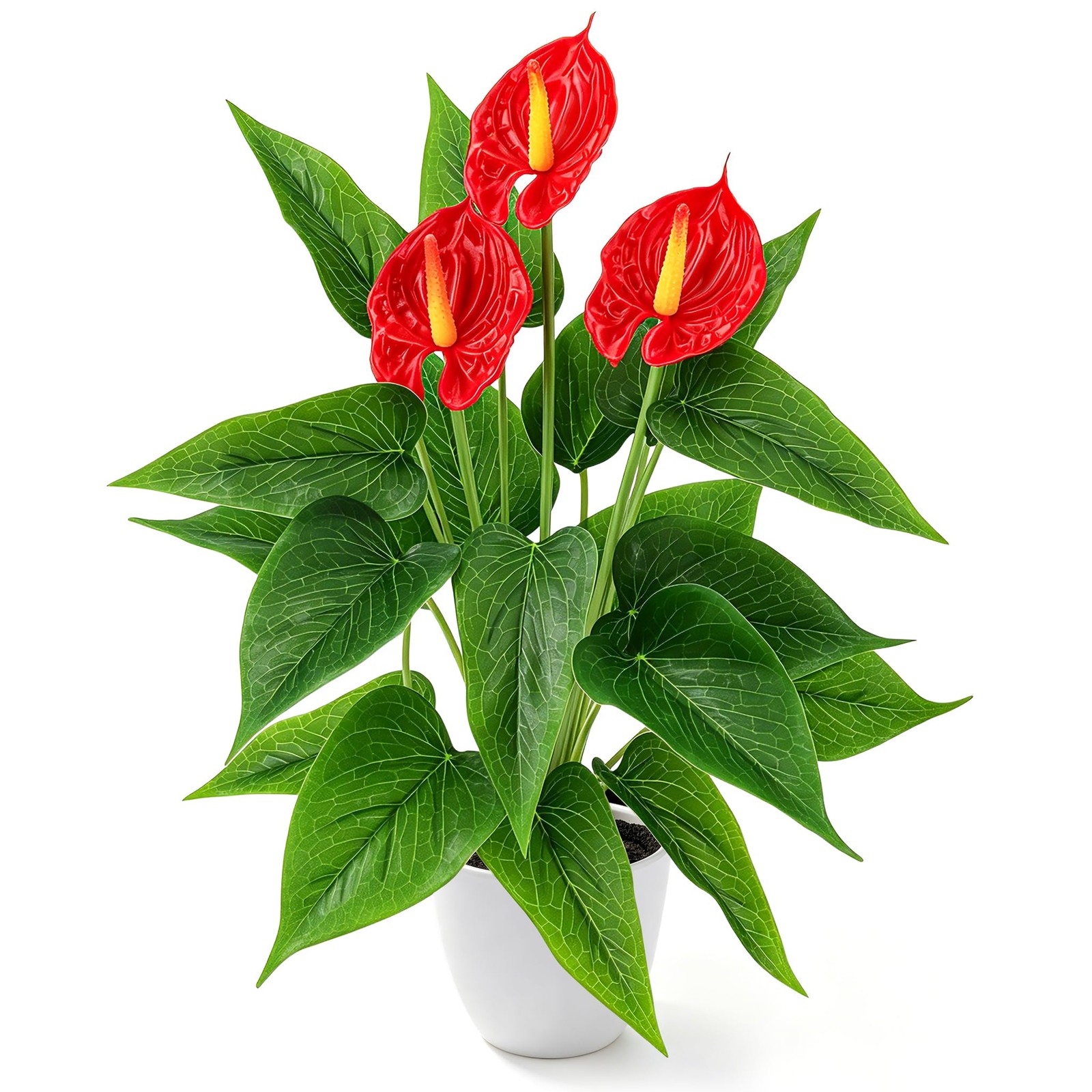 16.5″ Realistic Artificial Red Anthurium Fake Tropical Flower Plant