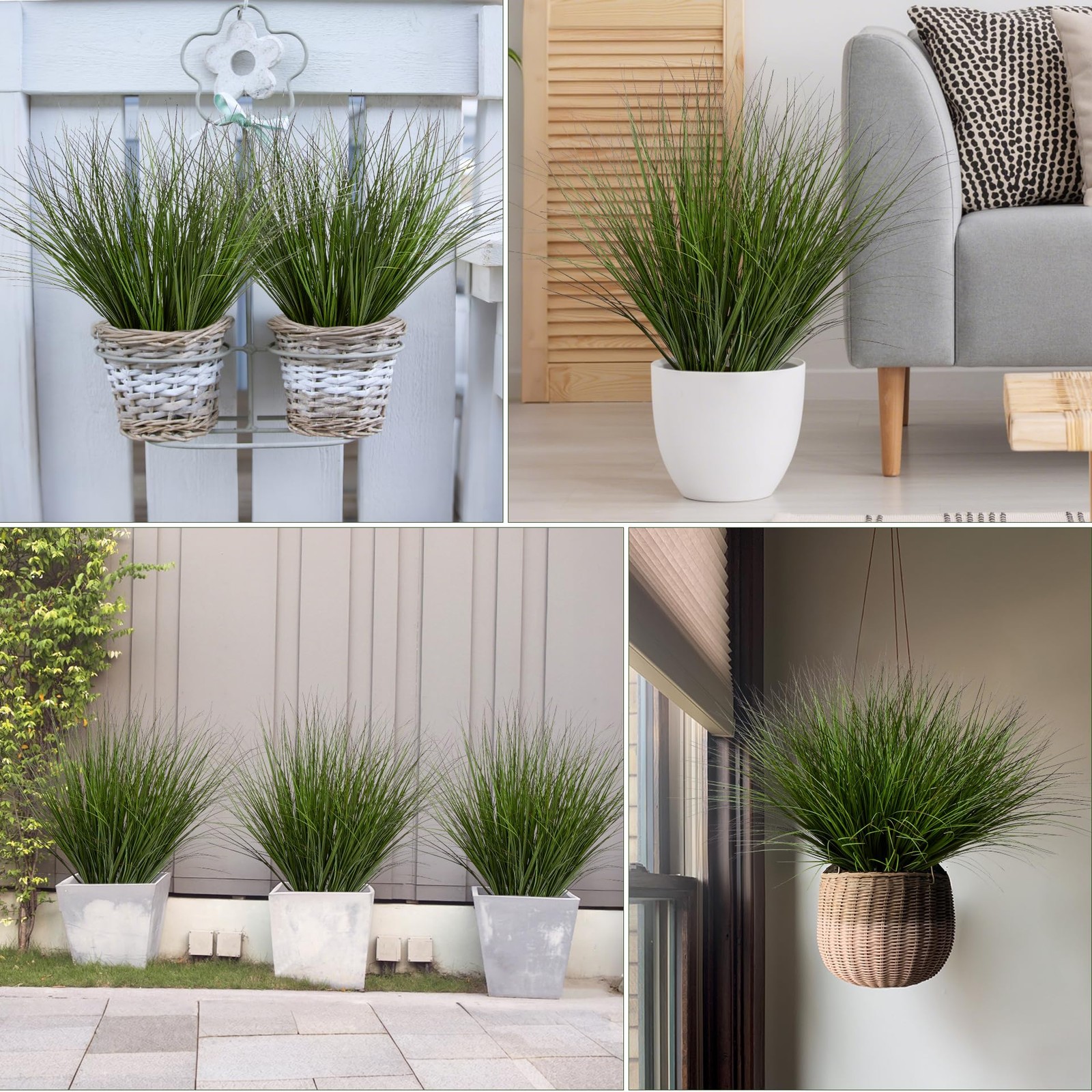 Artificial Wheat Grass, 8 Stems, 17.3″ Fake Plants Faux Grass Greenery for In…